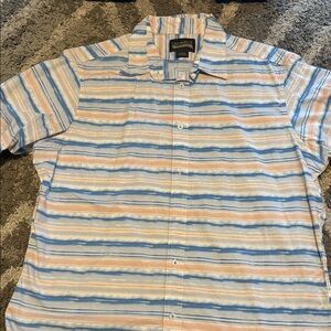 Daniel Cremieux Men's Striped Button-Down Shirt in Blue and Peach